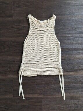 GAP Cream Knit Tie Detail Tank Top Fisherman Resort Boho Beach Going Out Small